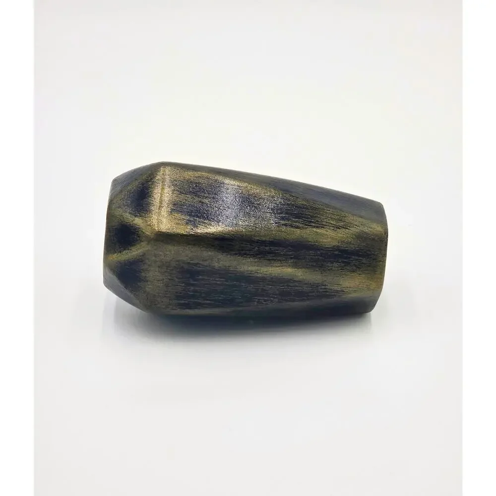 Black Ceramic Vase with Gold Accents – Rustic Modern Pottery Decor